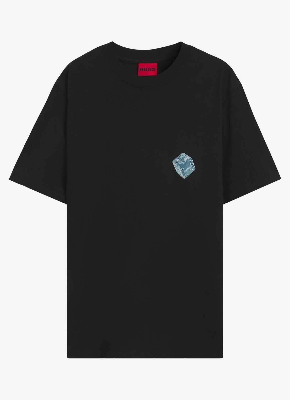 HUGO T-shirt met logo- en backprint - voorkant 3 zwart