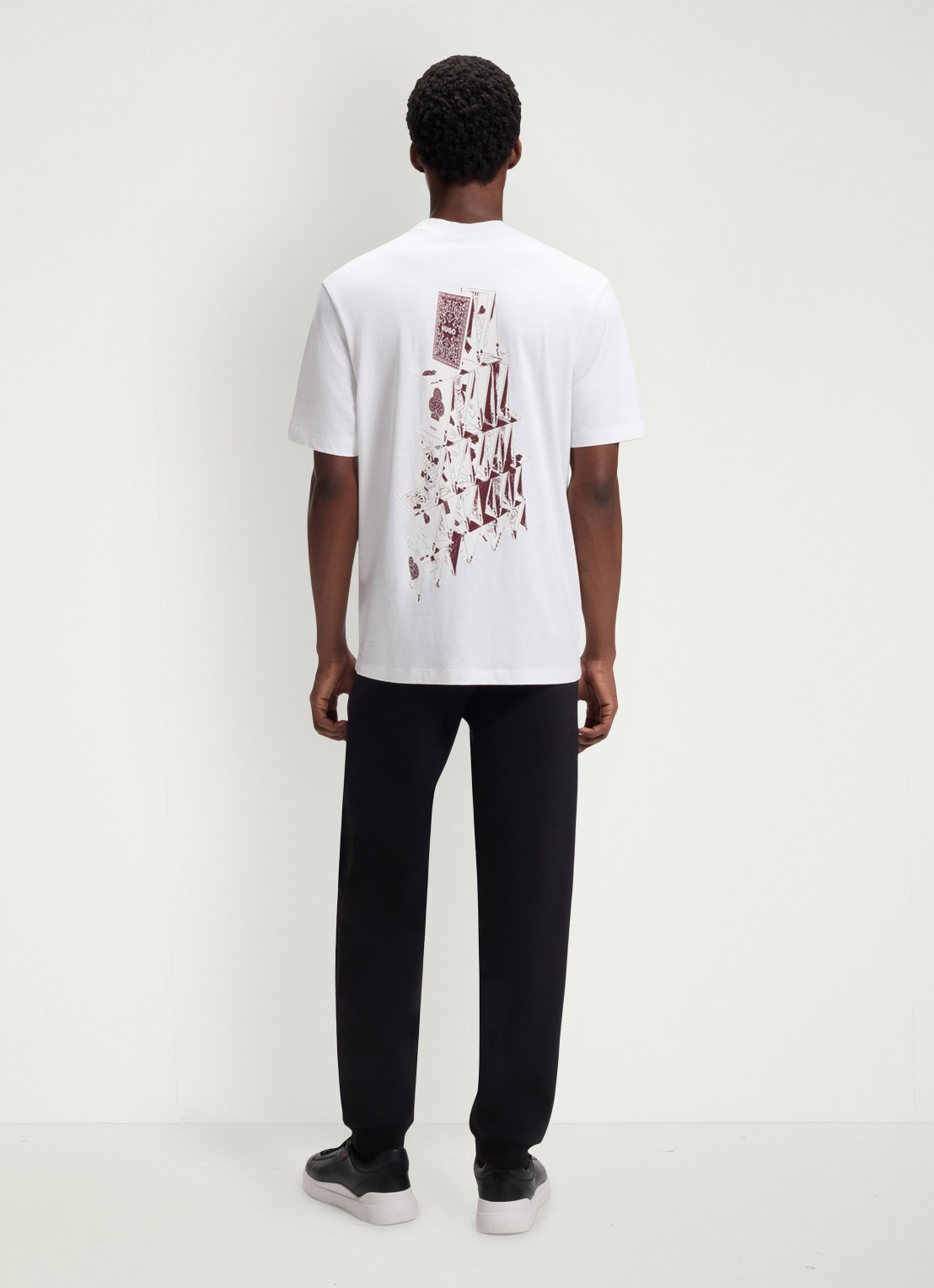 HUGO T-shirt met logo- en backprint - achterkant 5 wit