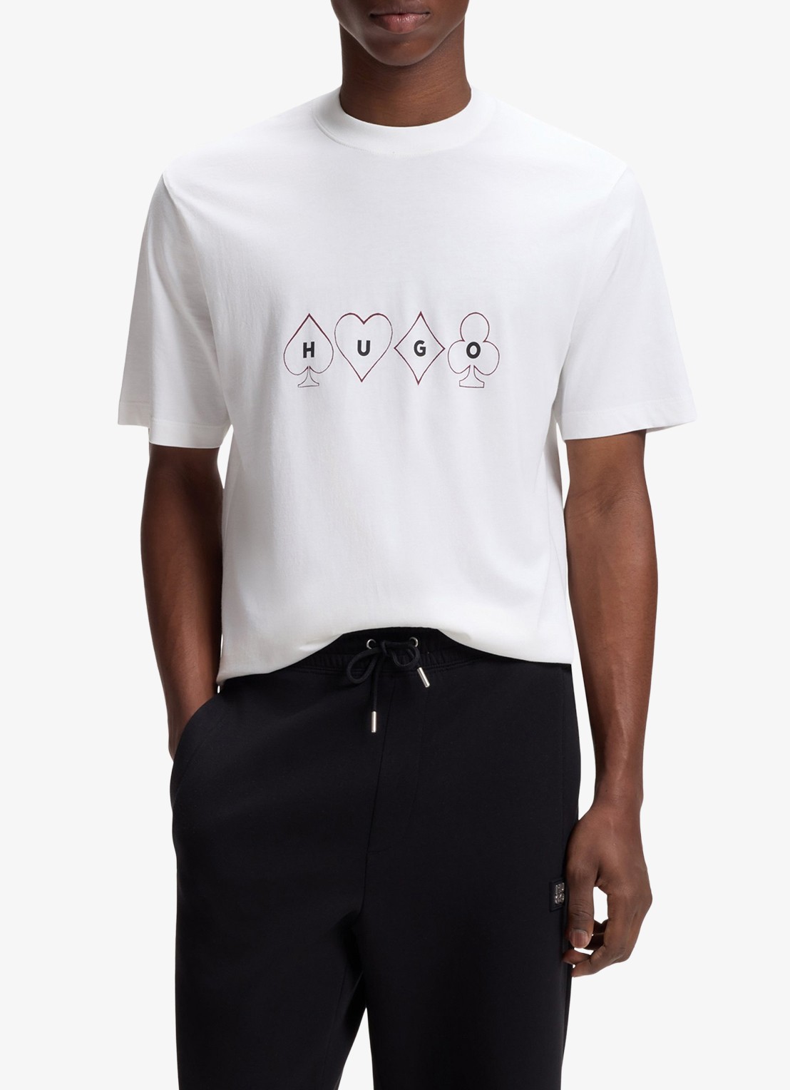 HUGO T-shirt met logo- en backprint - detail 3 wit