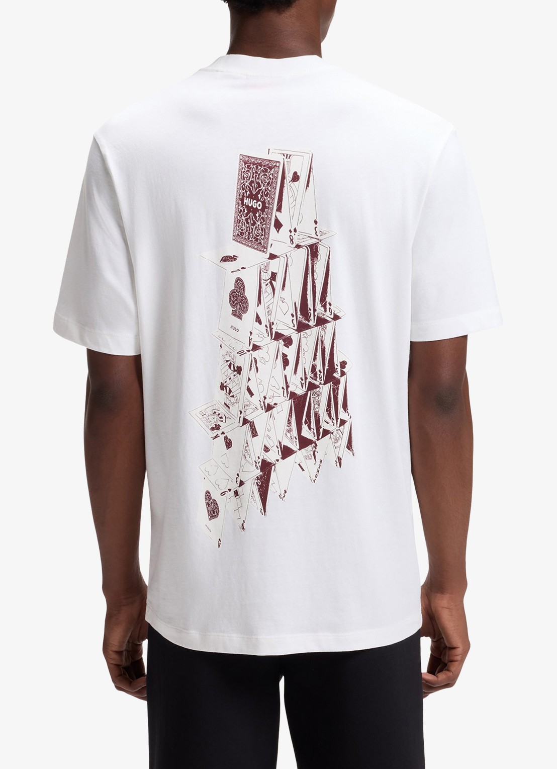 HUGO T-shirt met logo- en backprint - detail 4 wit