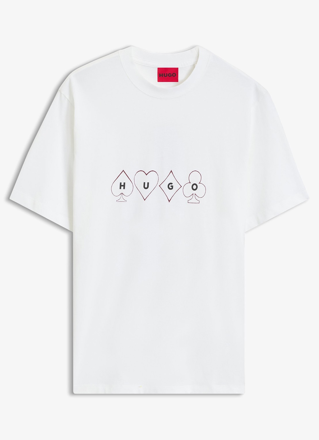 HUGO T-shirt met logo- en backprint - voorkant wit