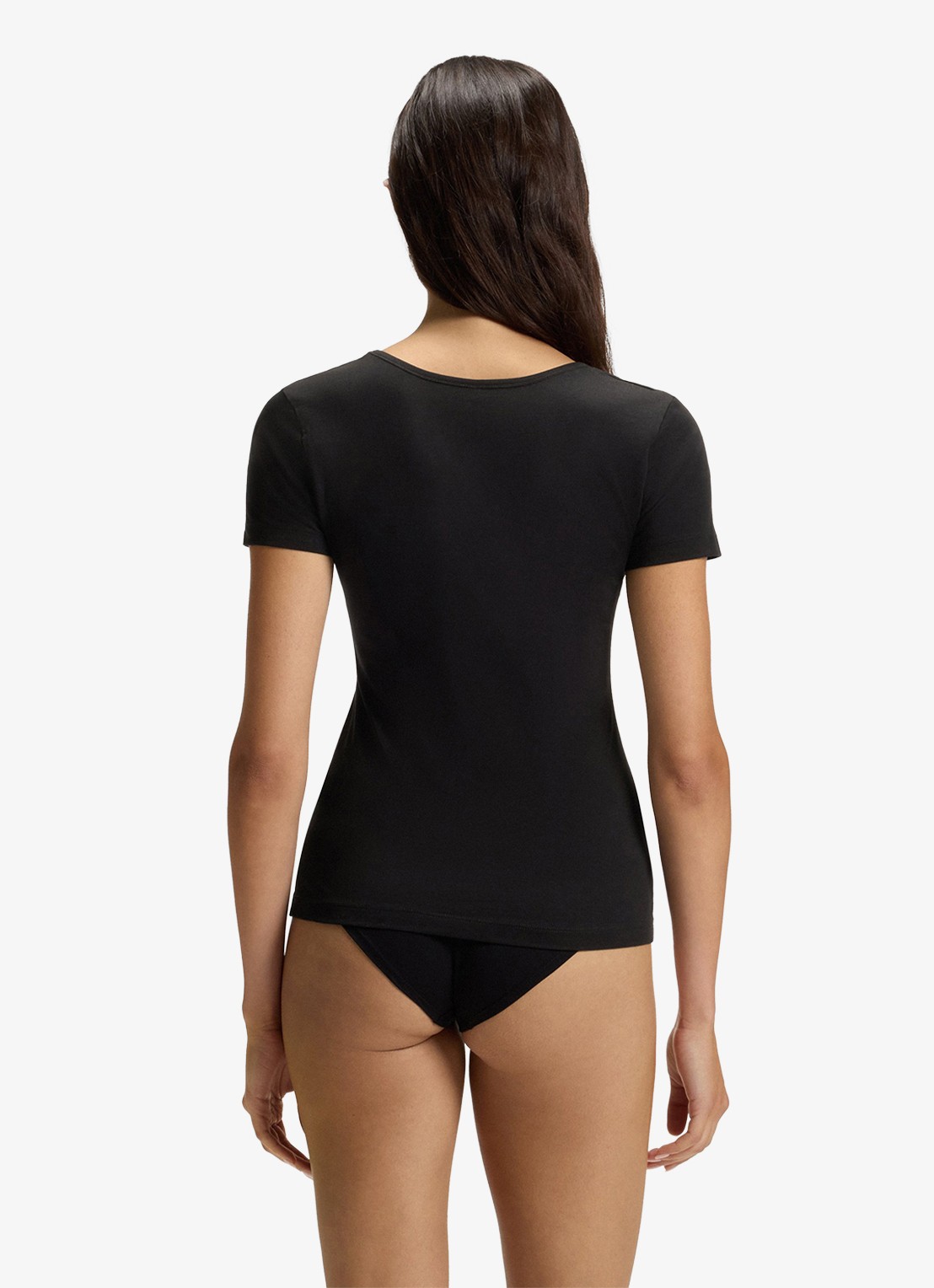 HUGO T-shirt met logo in 2-pack - achterkant zwart