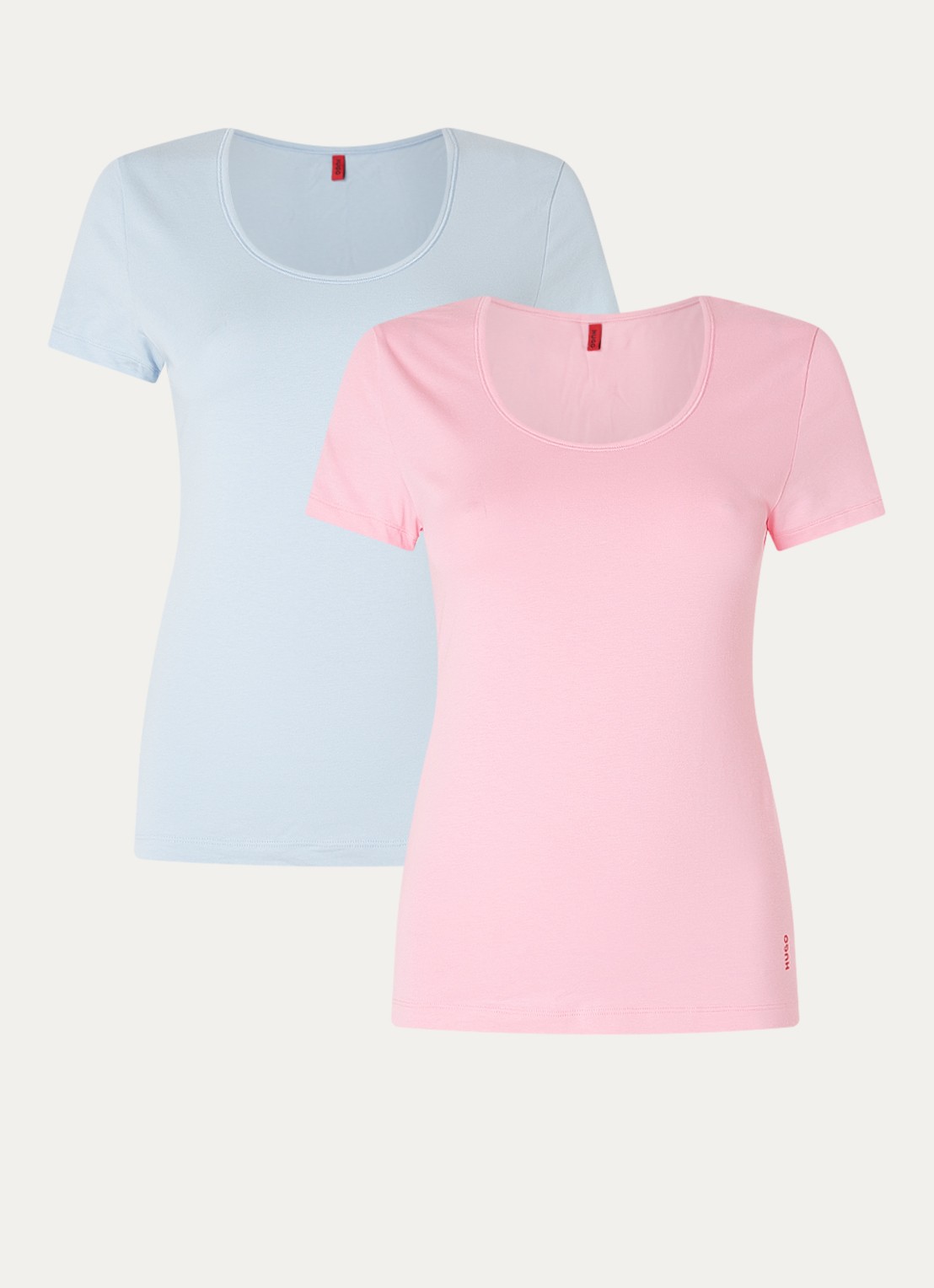 HUGO T-shirt met logo in 2-pack - voorkant roze