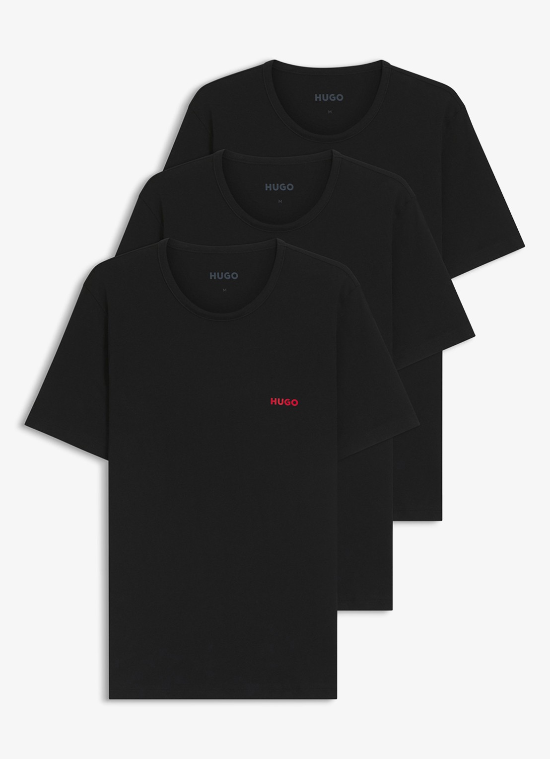 HUGO T-shirt met logo in 3-pack - voorkant zwart