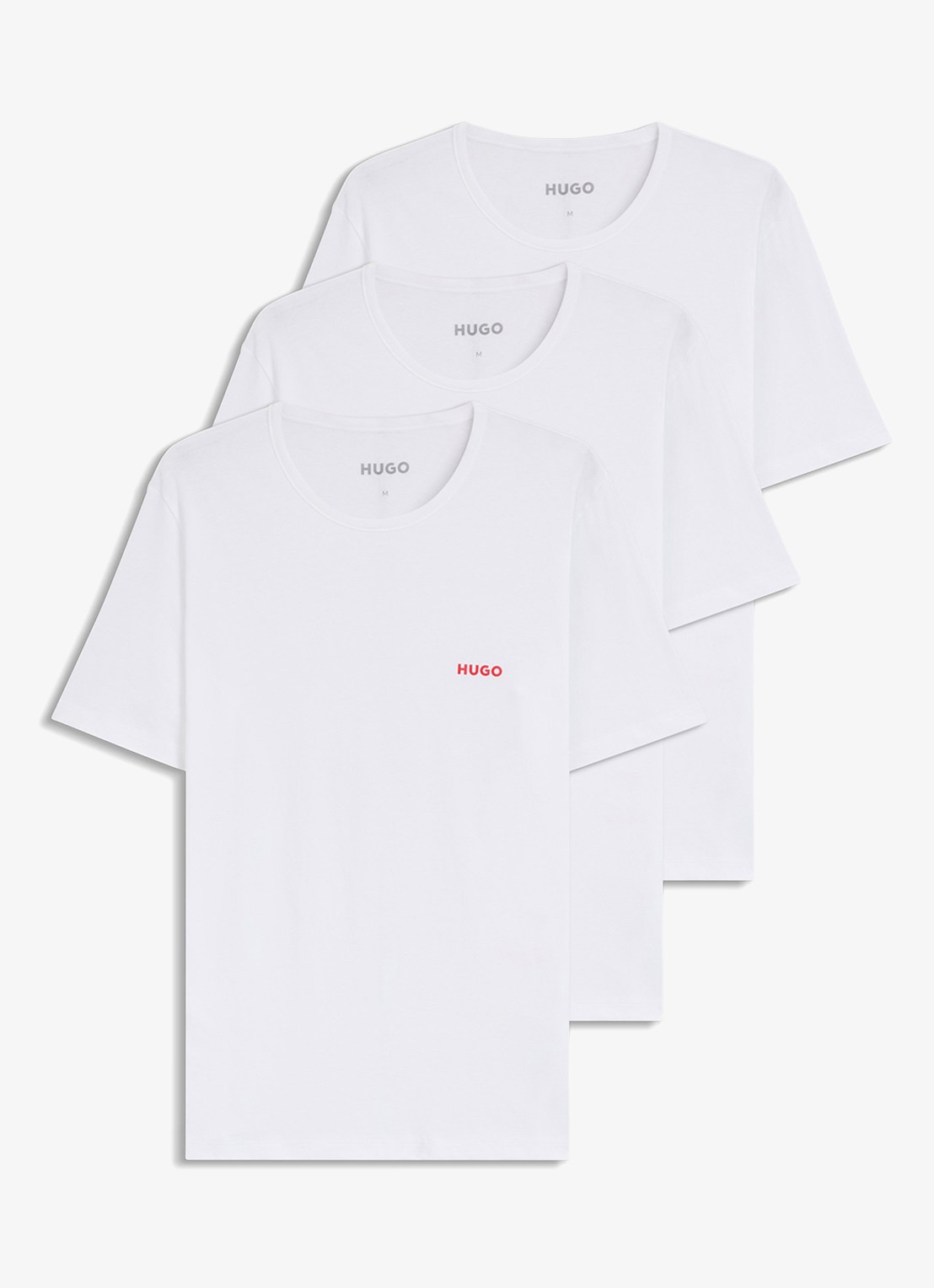 HUGO T-shirt met logo in 3-pack - voorkant wit