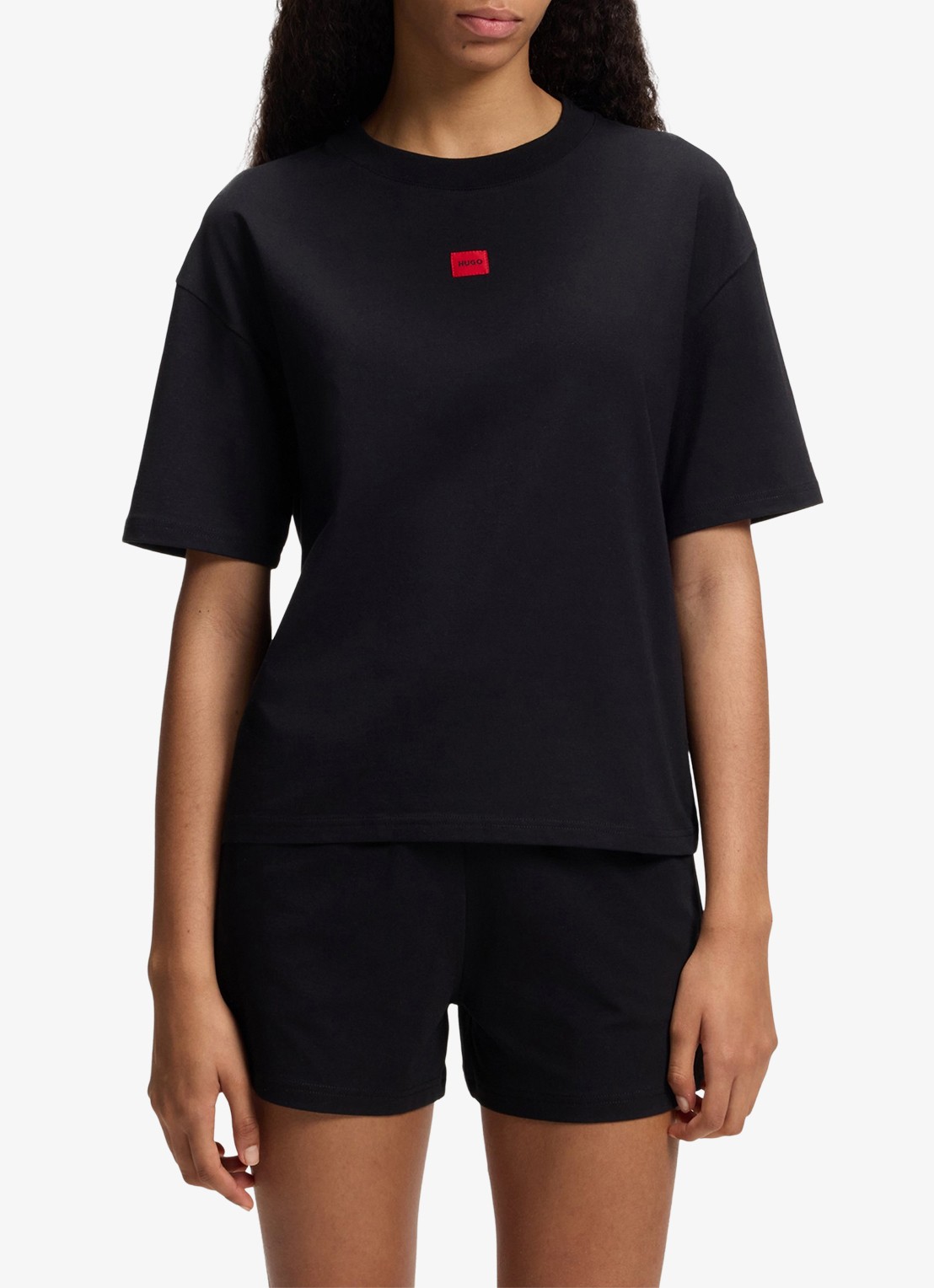 HUGO T-shirt met logo - detail zwart