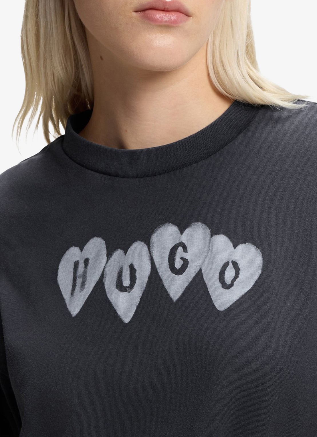 HUGO T-shirt met logo - detail 5 donkergrijs
