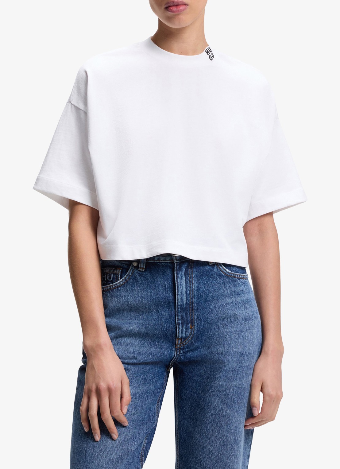 HUGO T-shirt met logo - detail 3 wit