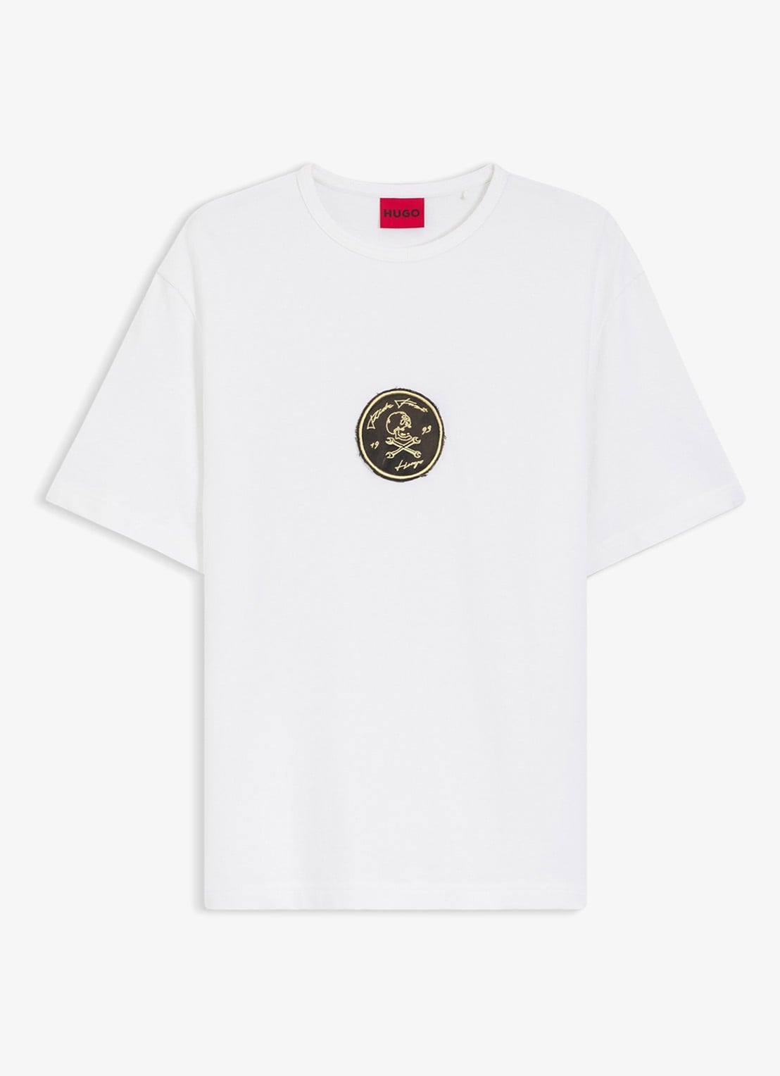 HUGO T-shirt met logoborduring - voorkant wit