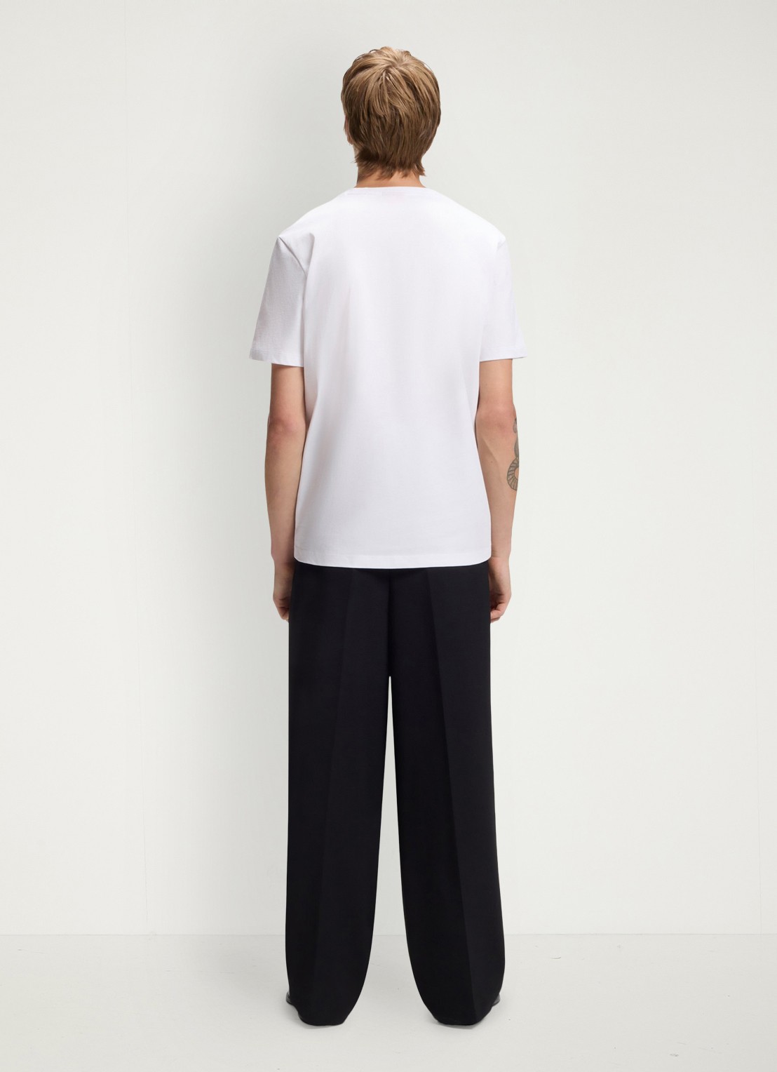 HUGO T-shirt met logoborduring - achterkant wit