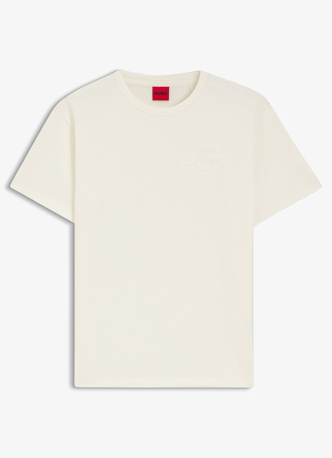 HUGO T-shirt met logoborduring - voorkant open white-115 / wit