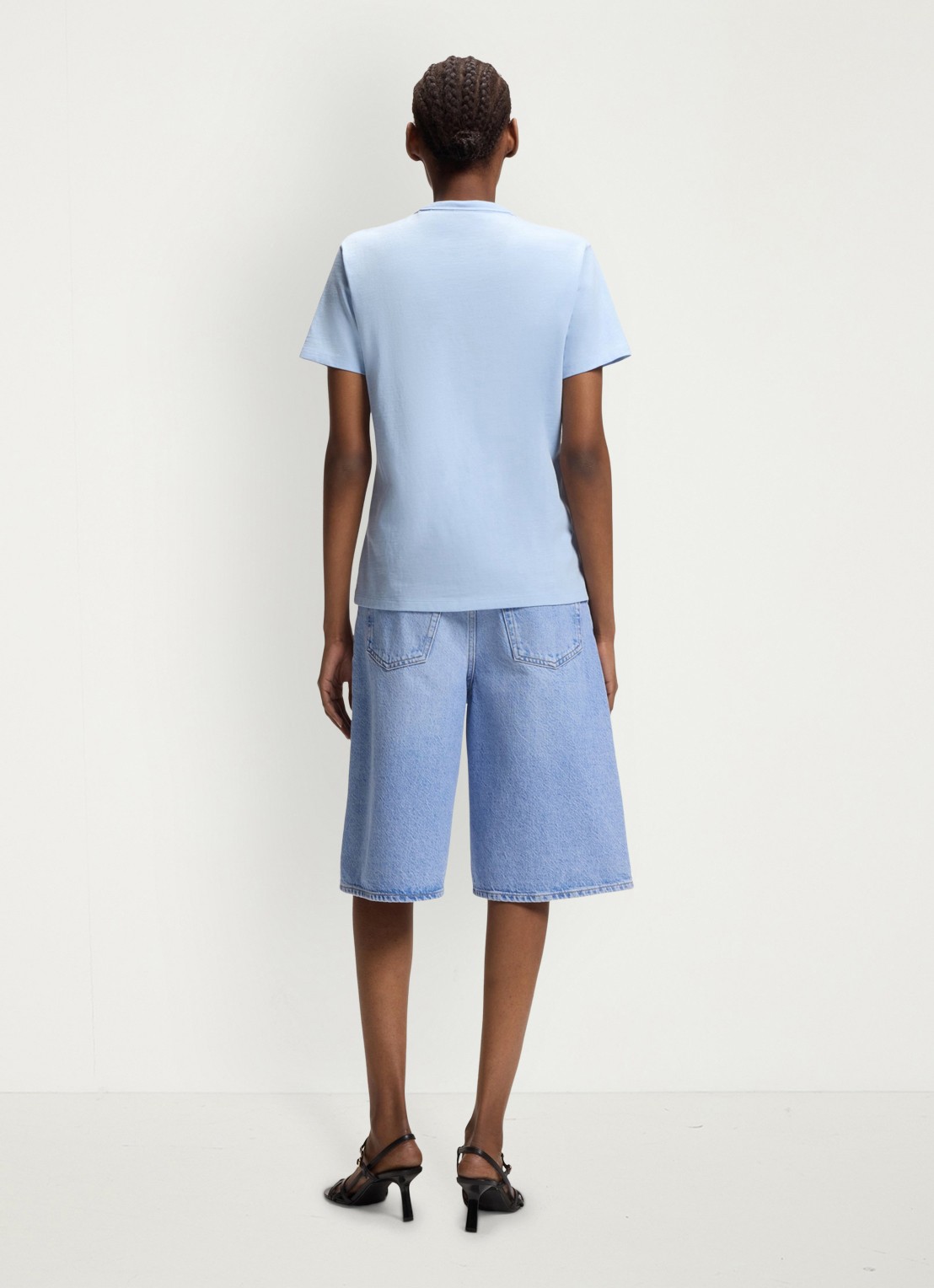 HUGO T-shirt met logoborduring - achterkant 3 open blue-476 / blauw