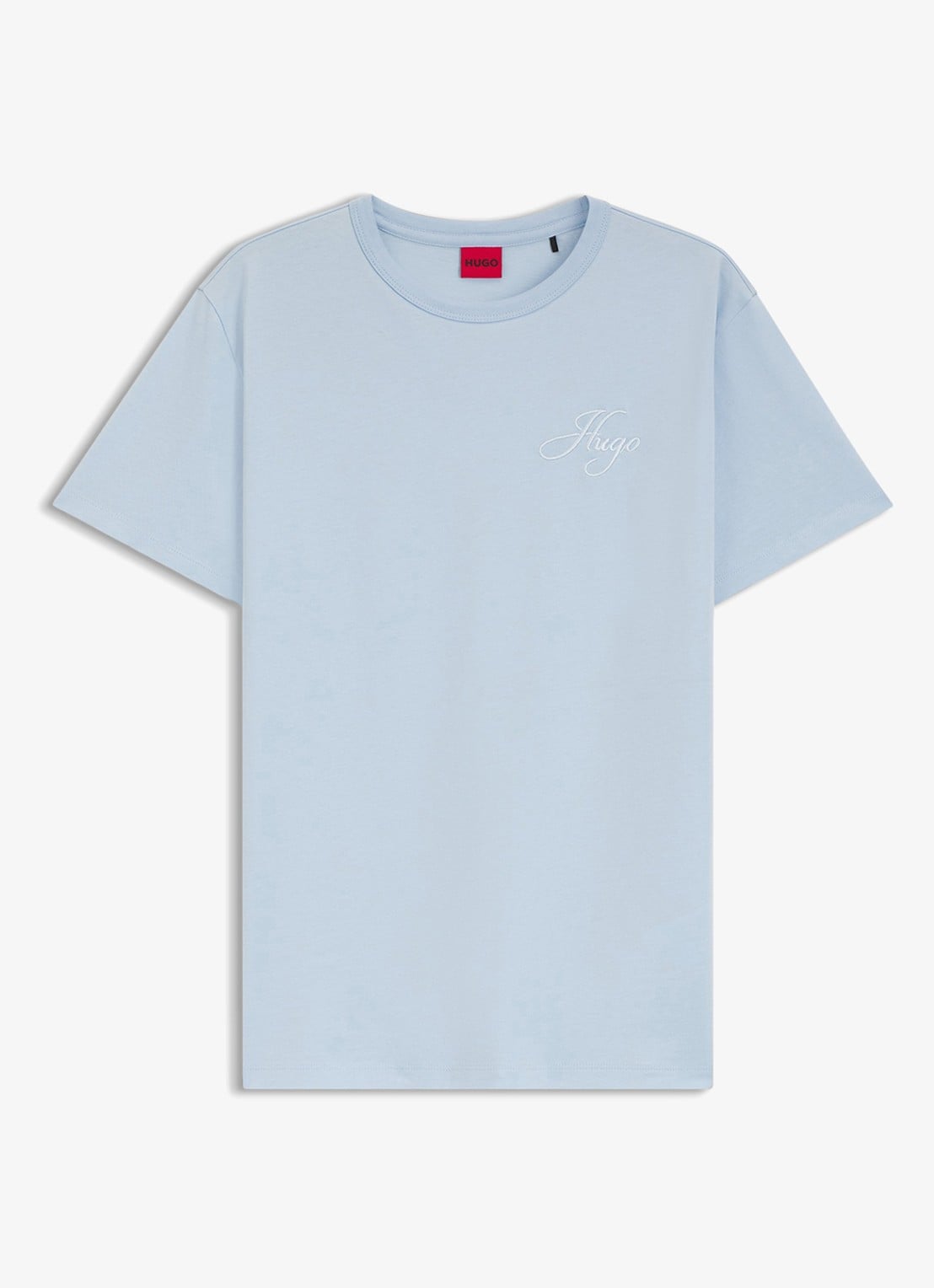 HUGO T-shirt met logoborduring - voorkant open blue-476 / blauw