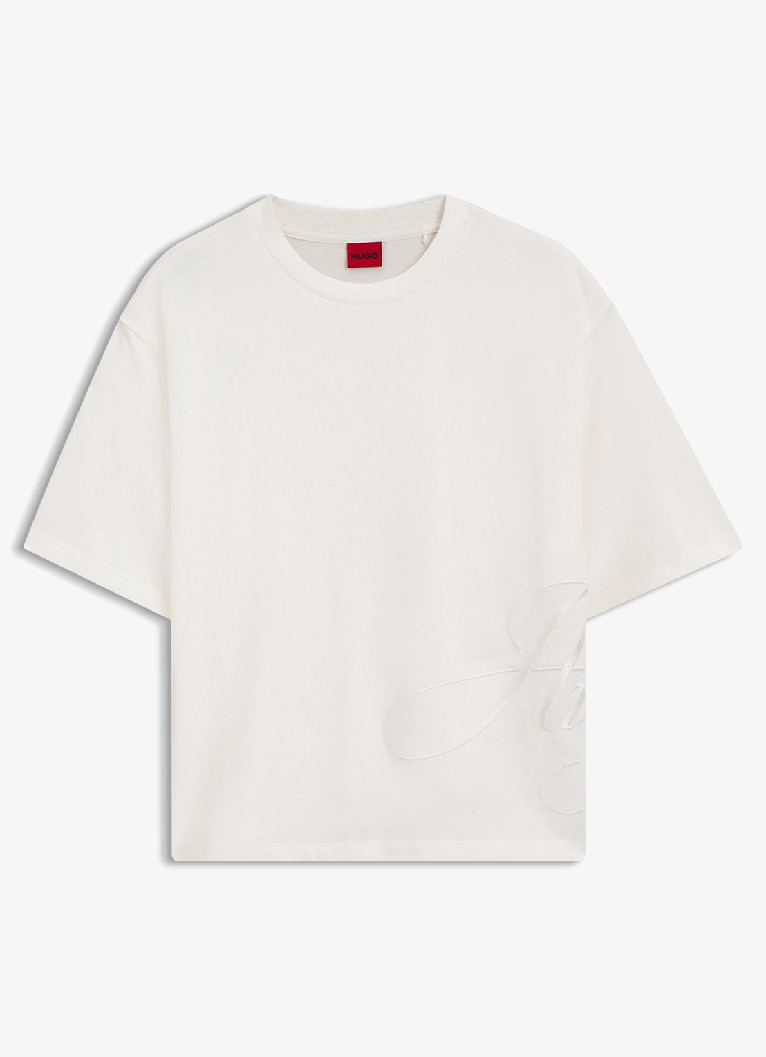 HUGO T-shirt met logoborduring  - voorkant wit