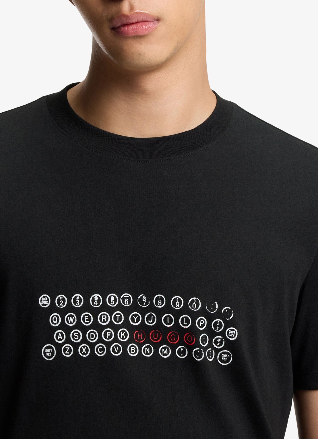 HUGO T-shirt met logoprint  - detail 2 zwart
