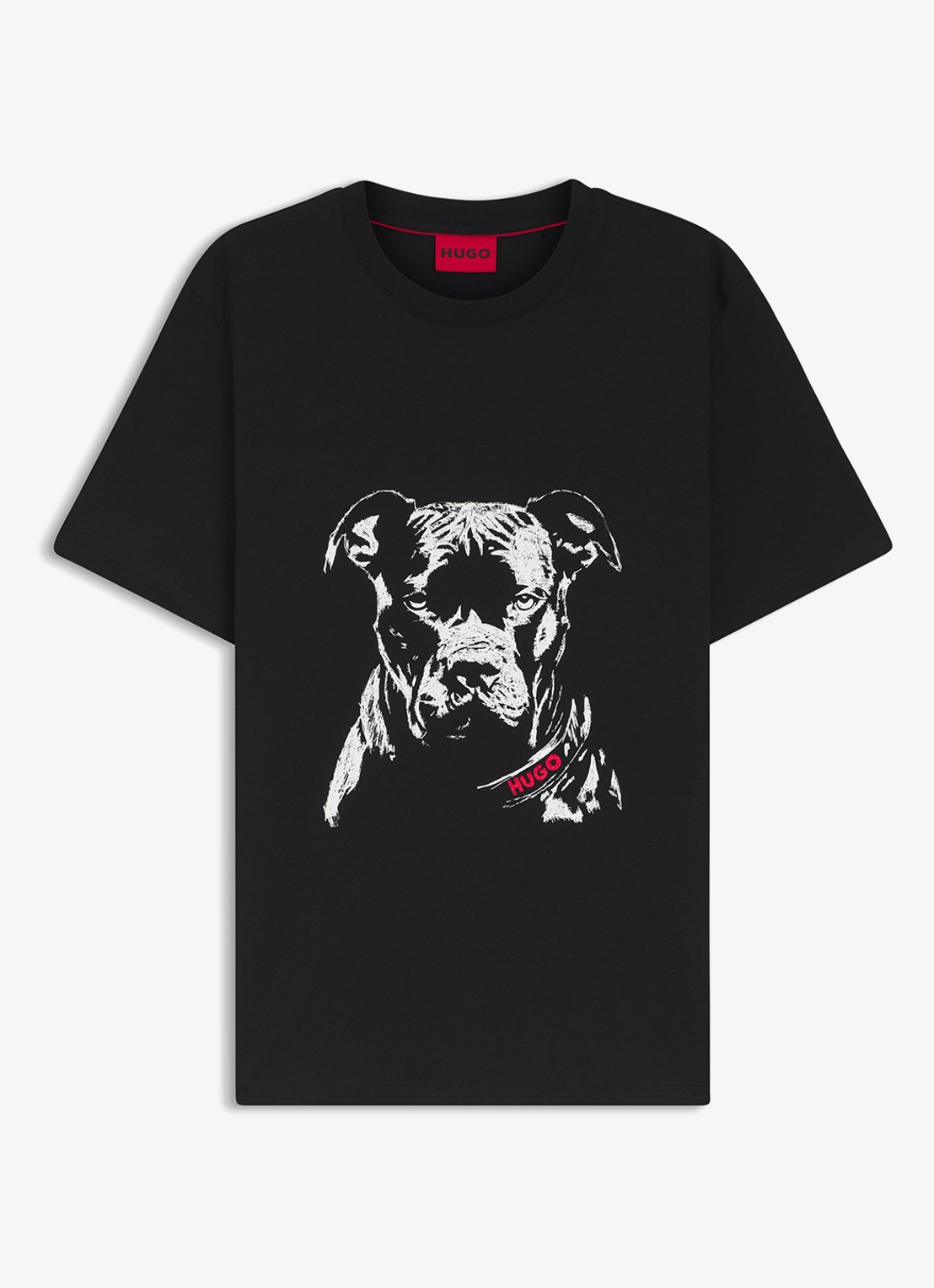 HUGO T-shirt met logoprint - voorkant 3 zwart