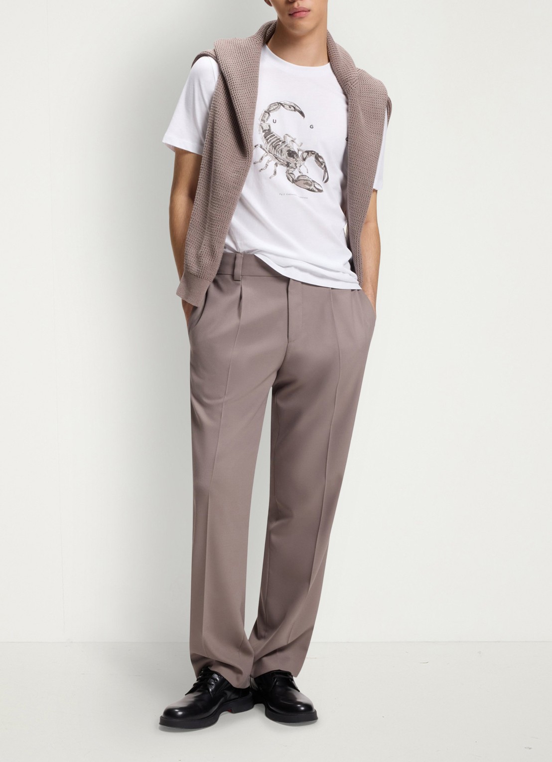 HUGO T-shirt met logoprint  - voorkant 2 wit