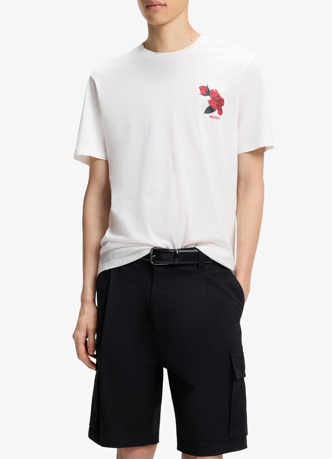 HUGO T-shirt met logoprint - detail 4 wit