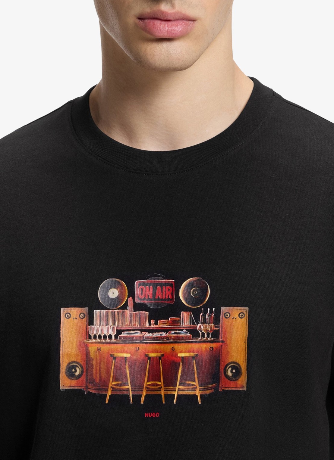 HUGO T-shirt met print - detail 2 zwart