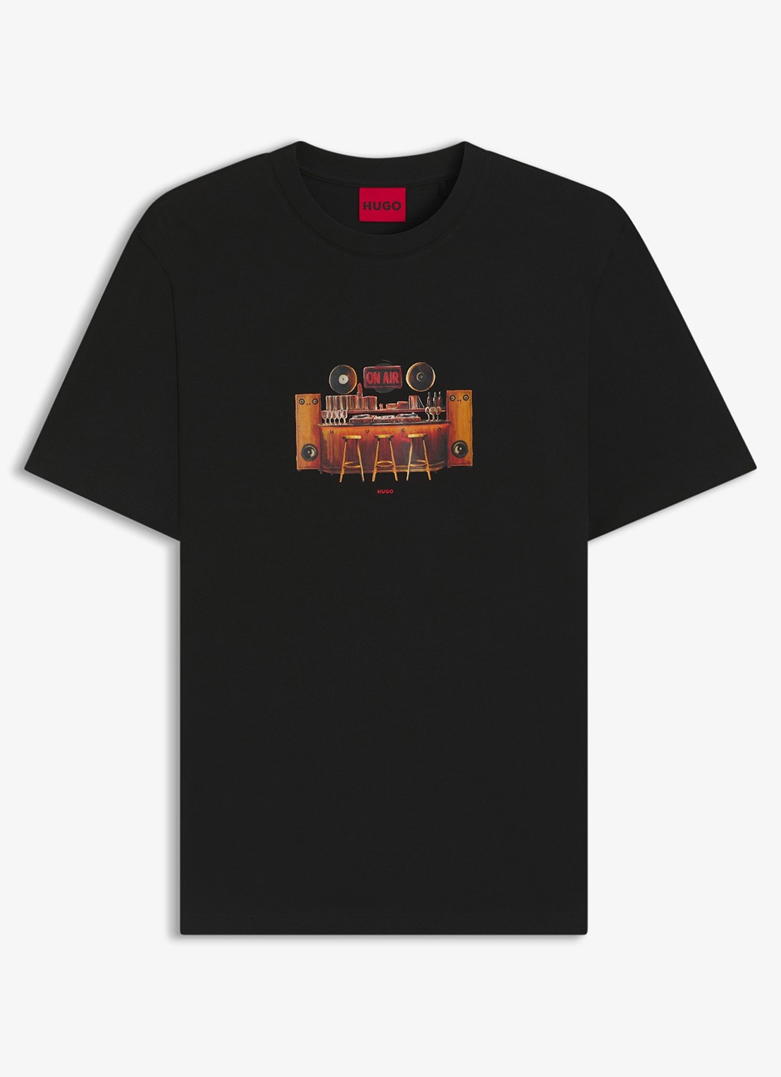 HUGO T-shirt met print - voorkant 3 zwart