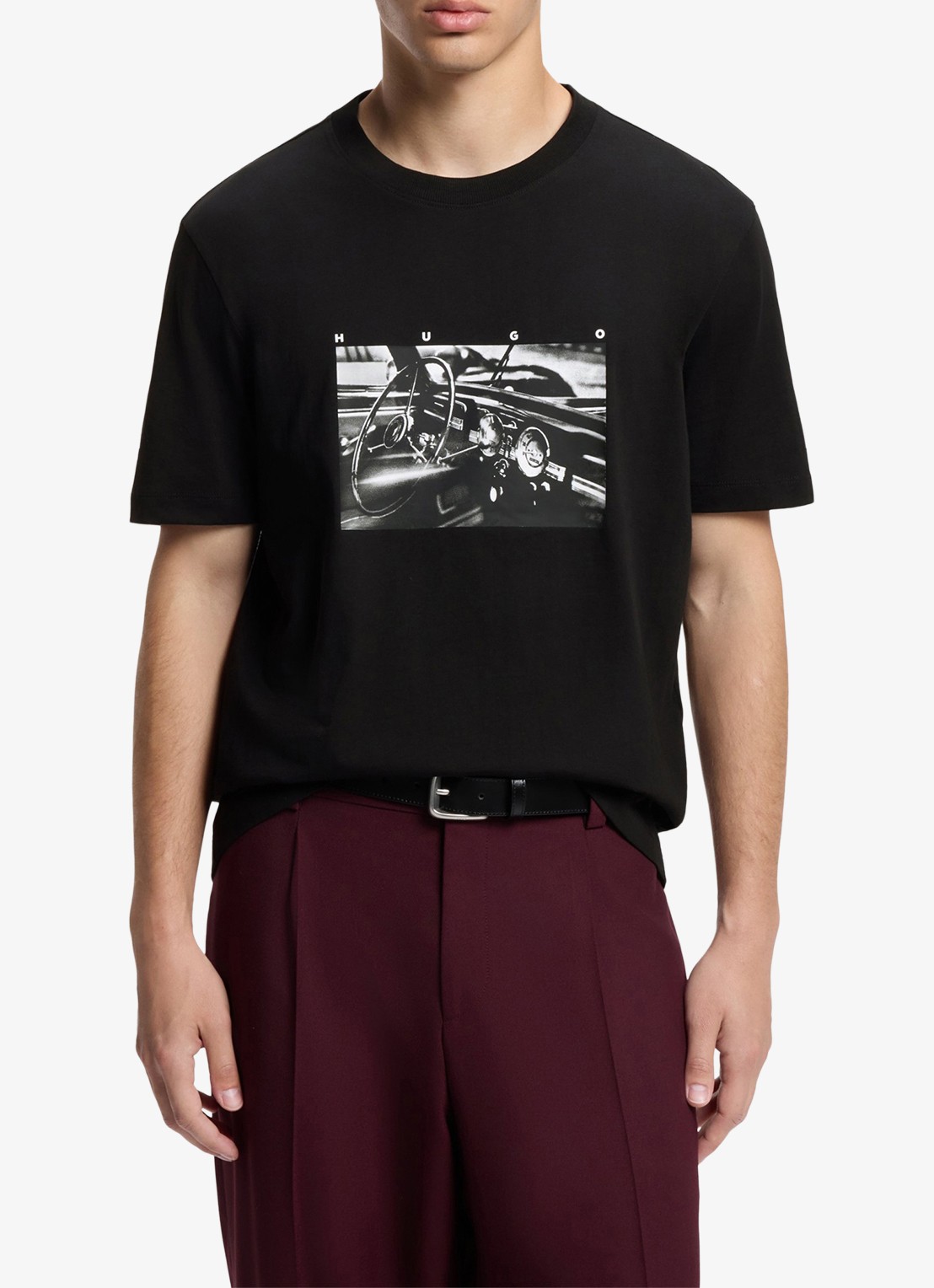HUGO T-shirt met print - detail 4 diepzwart
