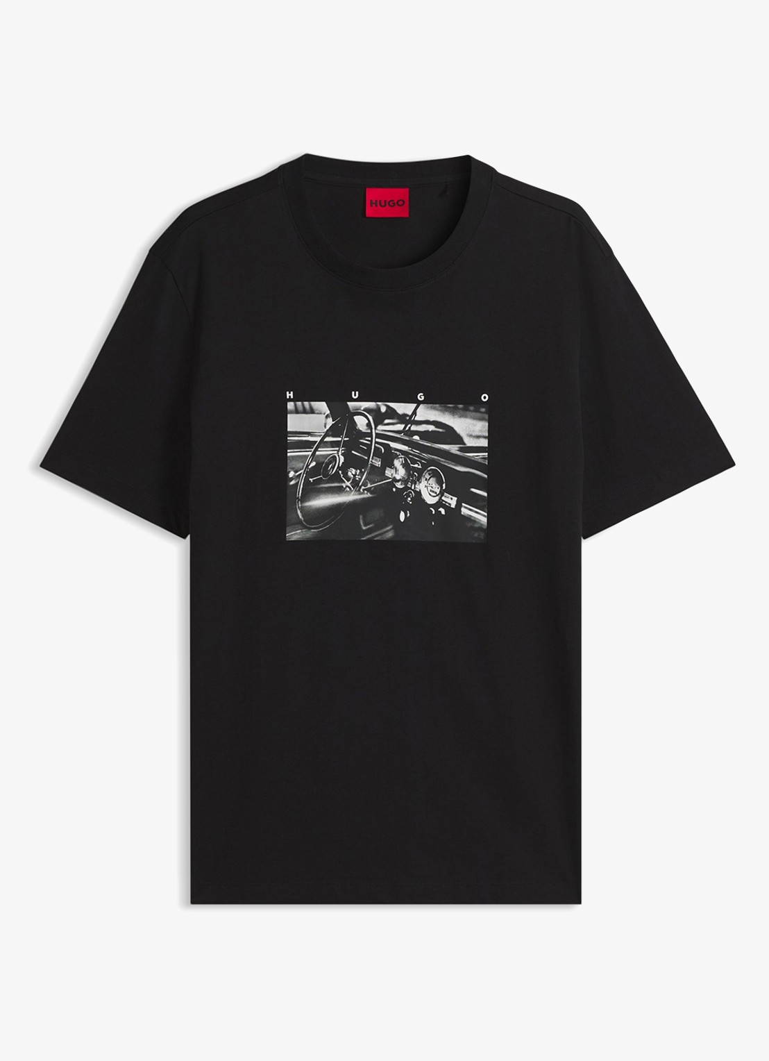 HUGO T-shirt met print - voorkant 2 diepzwart