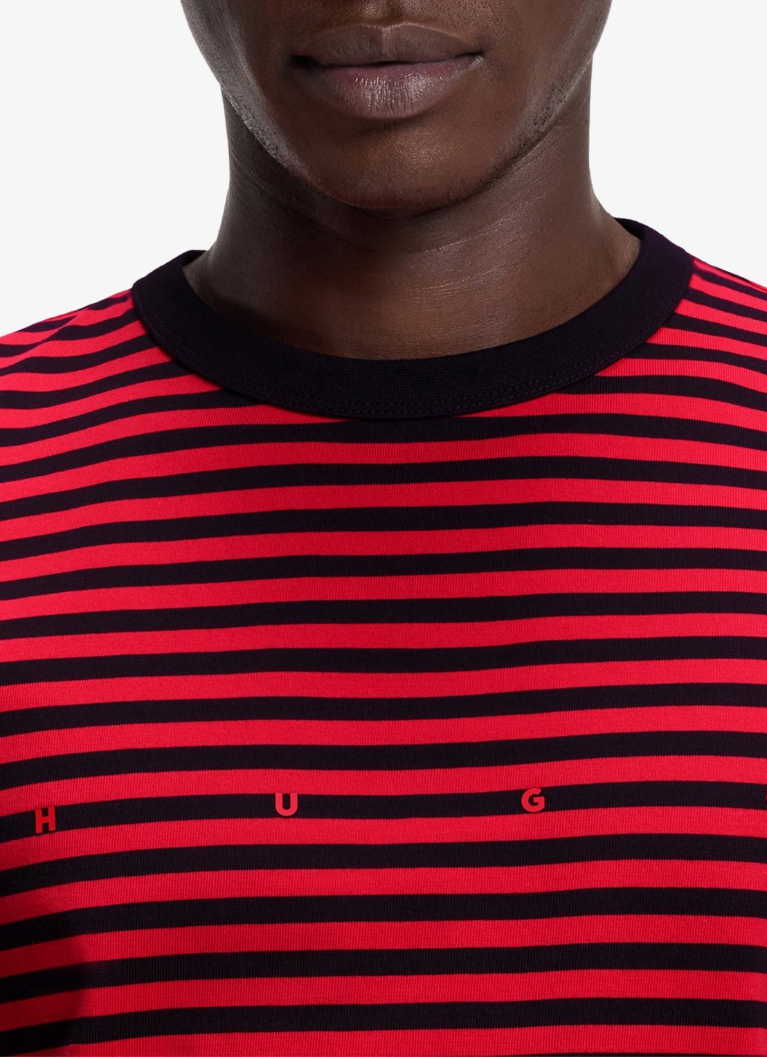 HUGO T-shirt met streepprint - detail 5 rood
