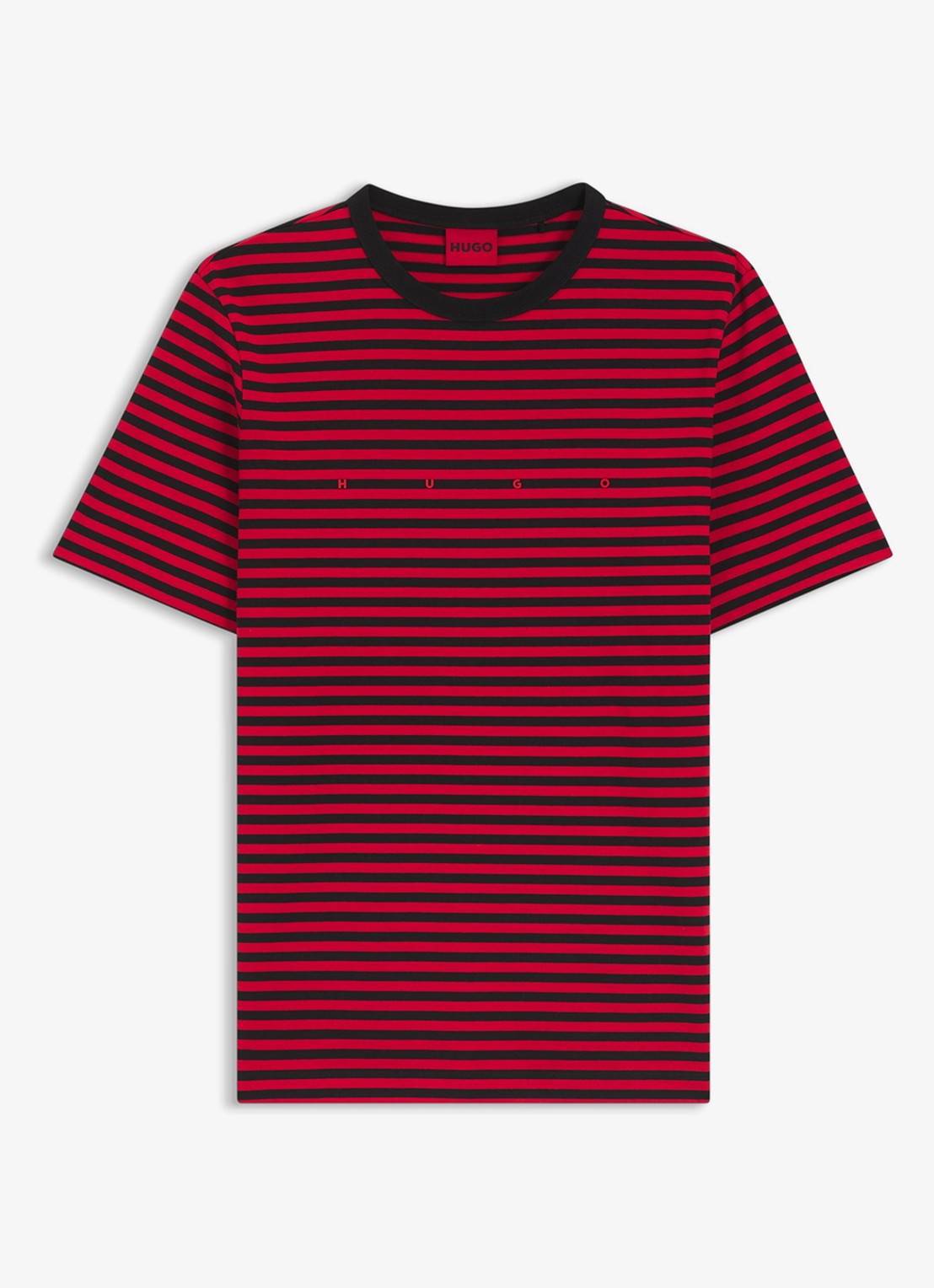 HUGO T-shirt met streepprint - voorkant 2 rood