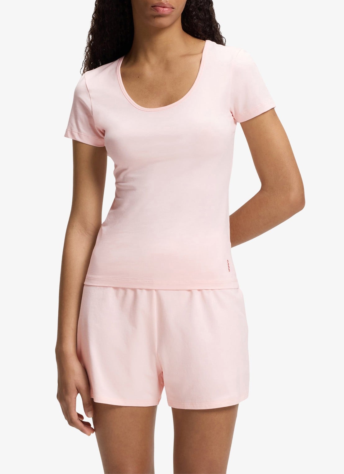 HUGO T-shirt met stretch in 2-pack - detail open pink-697 / roze