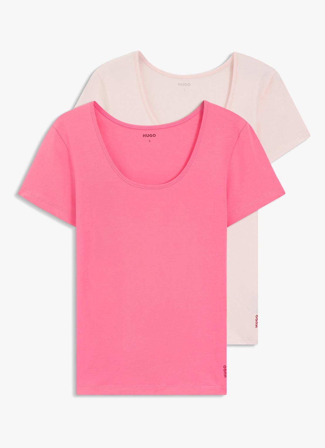 HUGO T-shirt met stretch in 2-pack - voorkant 3 open pink-697 / roze