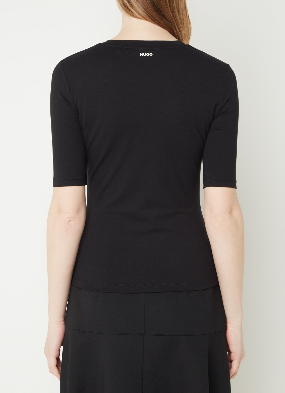 HUGO T-shirt met stretch - achterkant 4 zwart