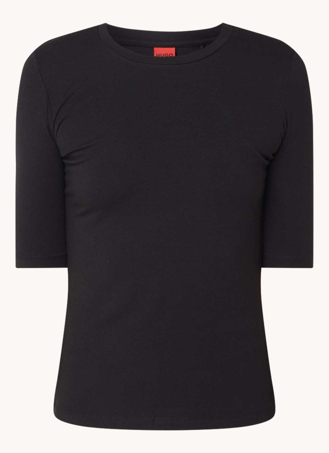 HUGO T-shirt met stretch - voorkant 2 zwart