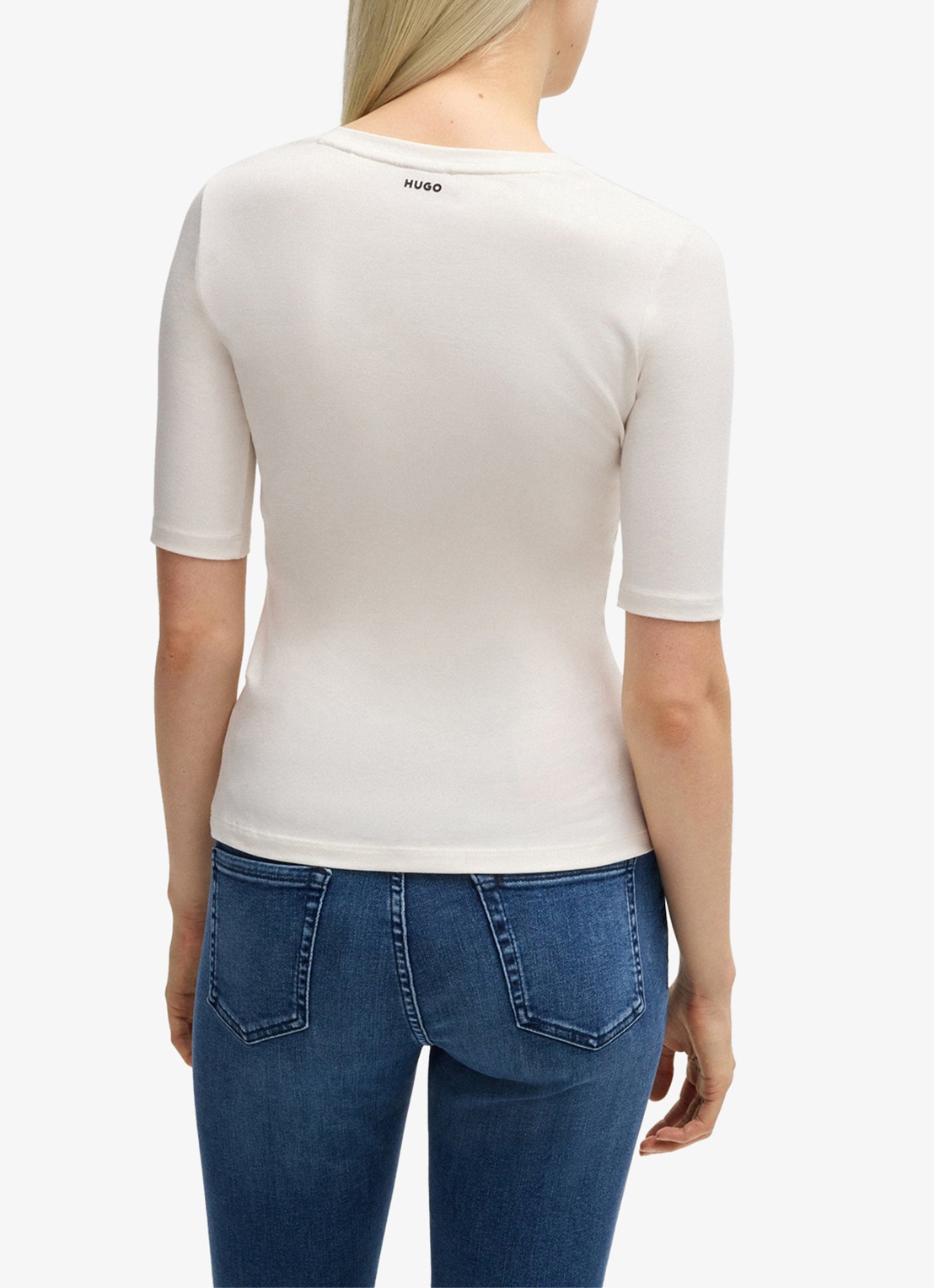 HUGO T-shirt met stretch - achterkant 5 gebroken wit