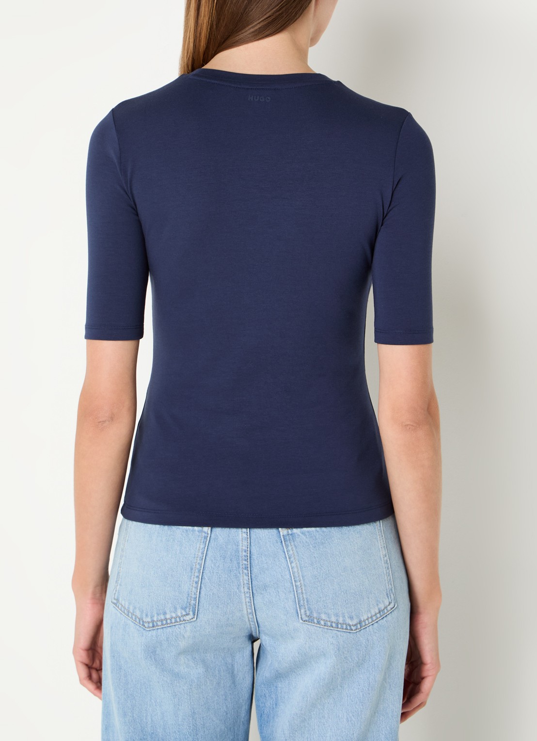 HUGO T-shirt met stretch - achterkant donkerblauw