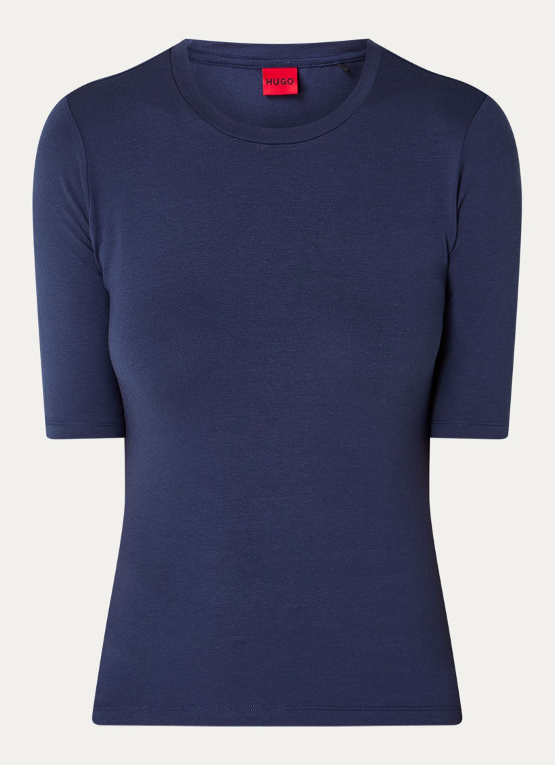 HUGO T-shirt met stretch - voorkant 3 donkerblauw