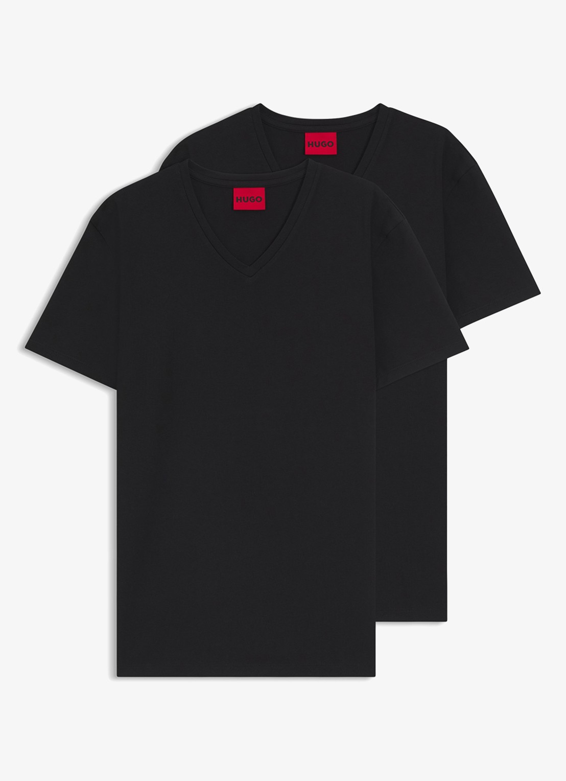 HUGO T-shirt met V-hals in 2-pack - voorkant 4 zwart