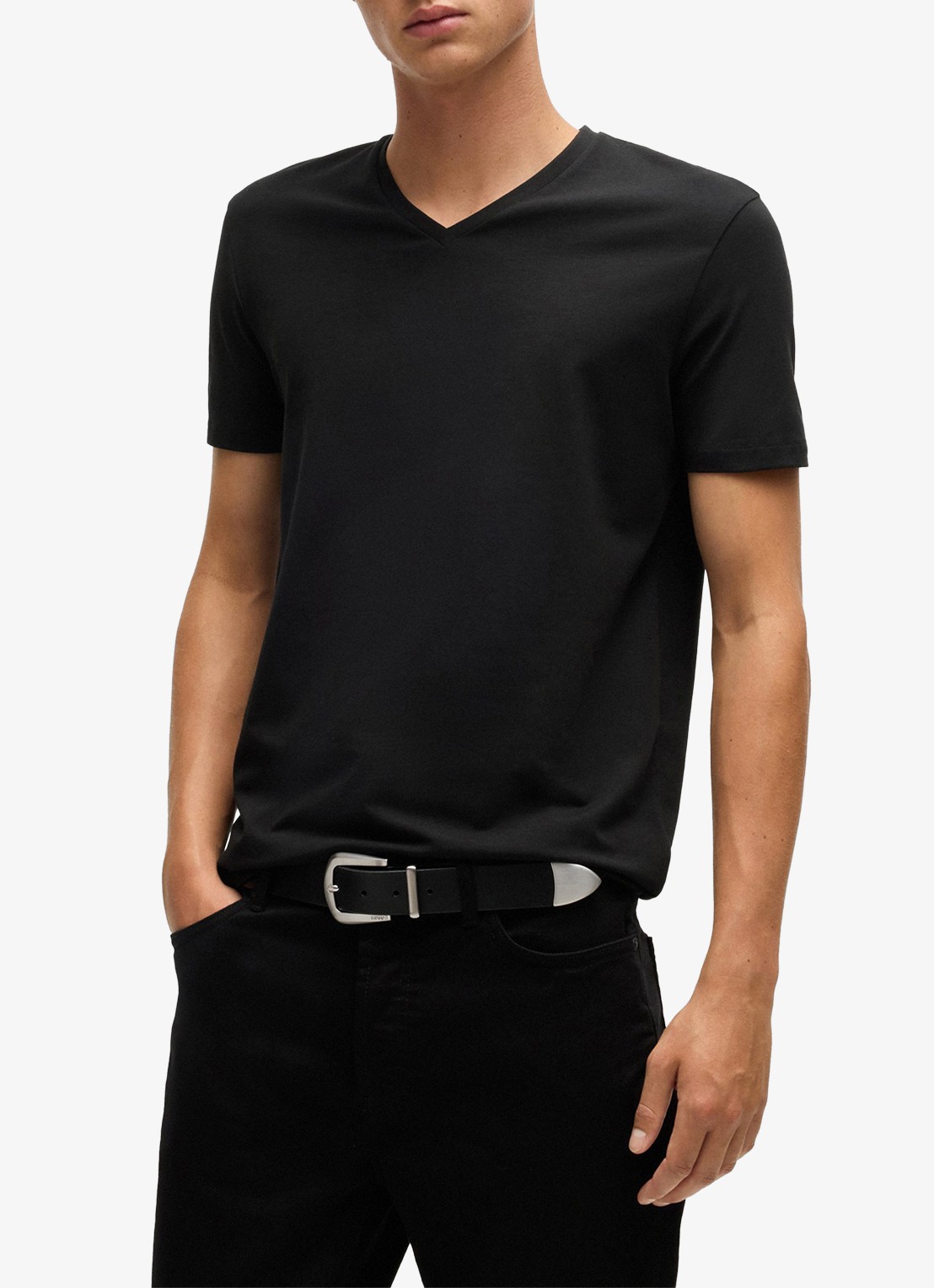 HUGO T-shirt met V-hals in 2-pack - detail 3 diepzwart