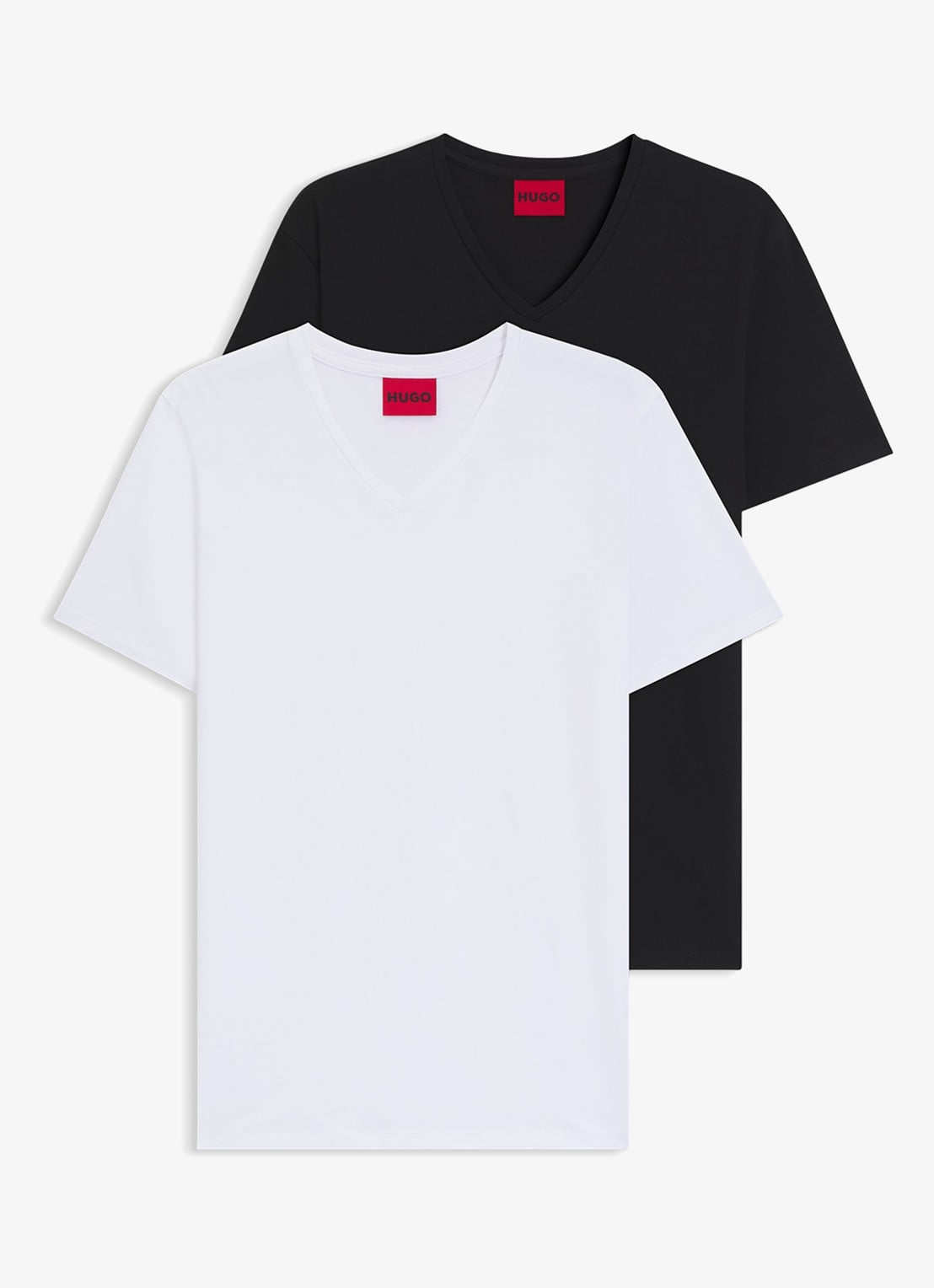 HUGO T-shirt met V-hals in 2-pack - voorkant diepzwart