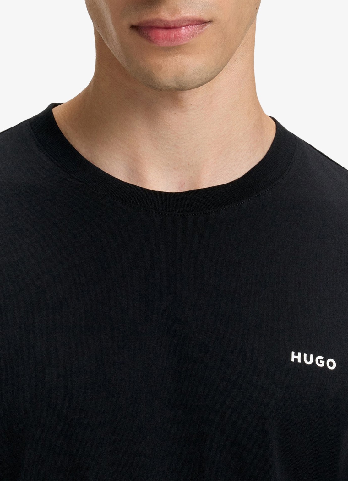 HUGO T-shirt van katoenen jersey met logoprint - detail 2 zwart