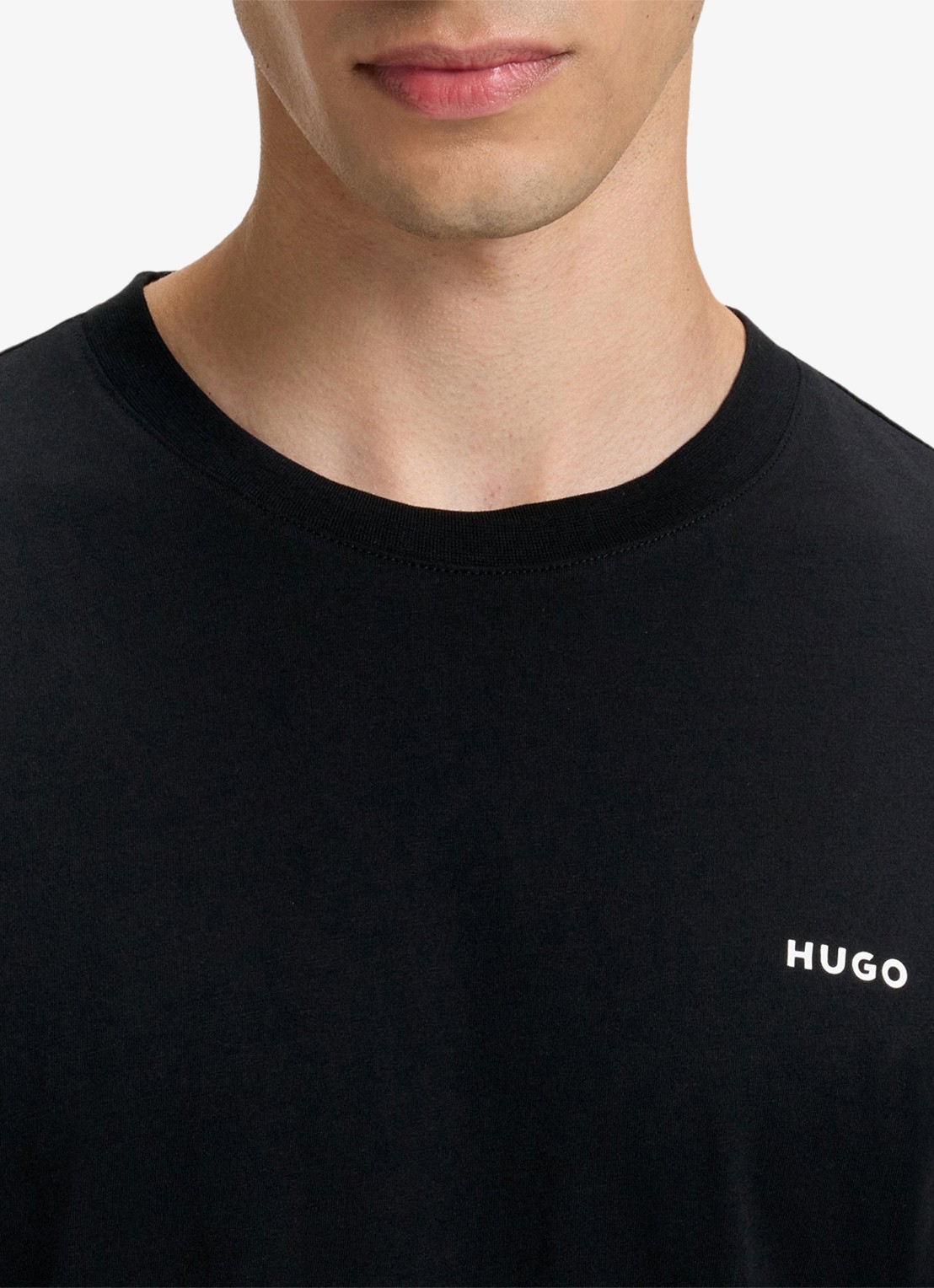 HUGO T-shirt van katoenen jersey met logoprint - detail 3 zwart