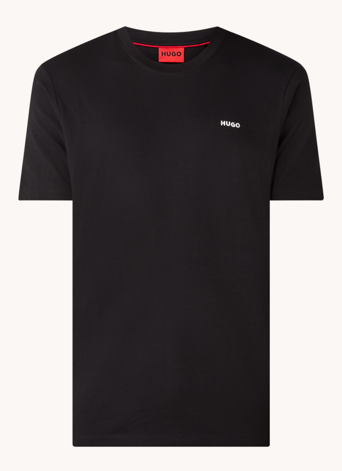 HUGO T-shirt van katoenen jersey met logoprint - voorkant 7 zwart