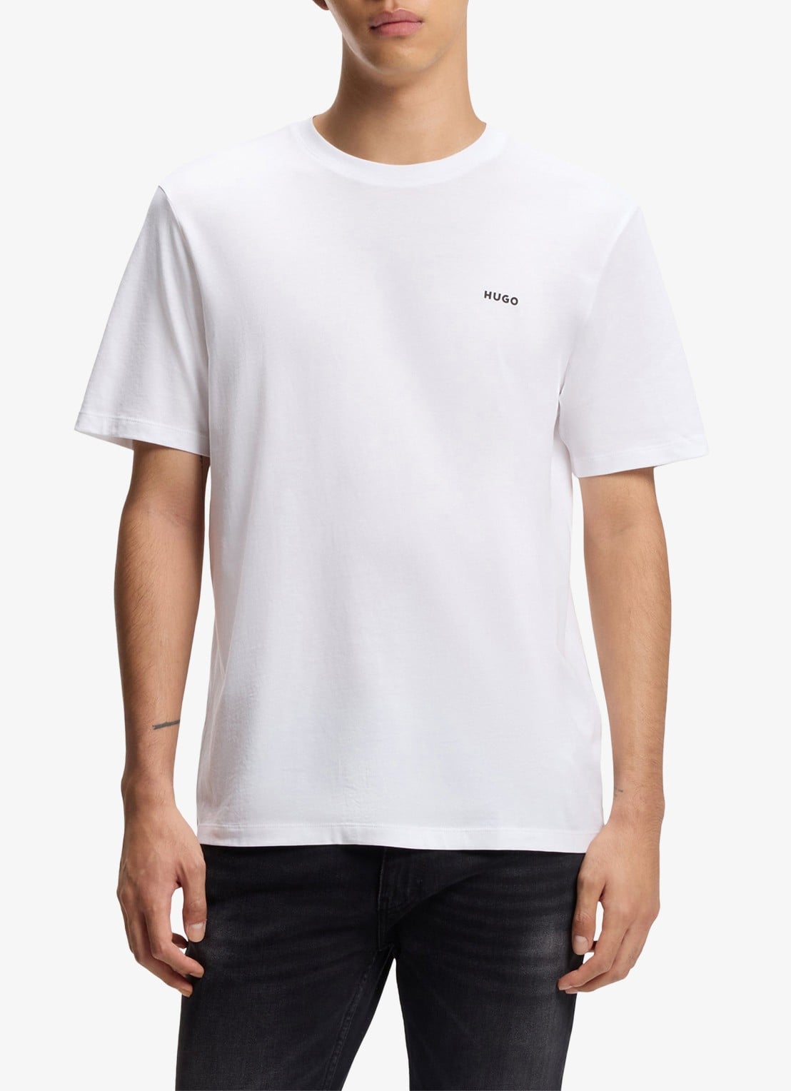 HUGO T-shirt van katoenen jersey met logoprint - detail 6 wit