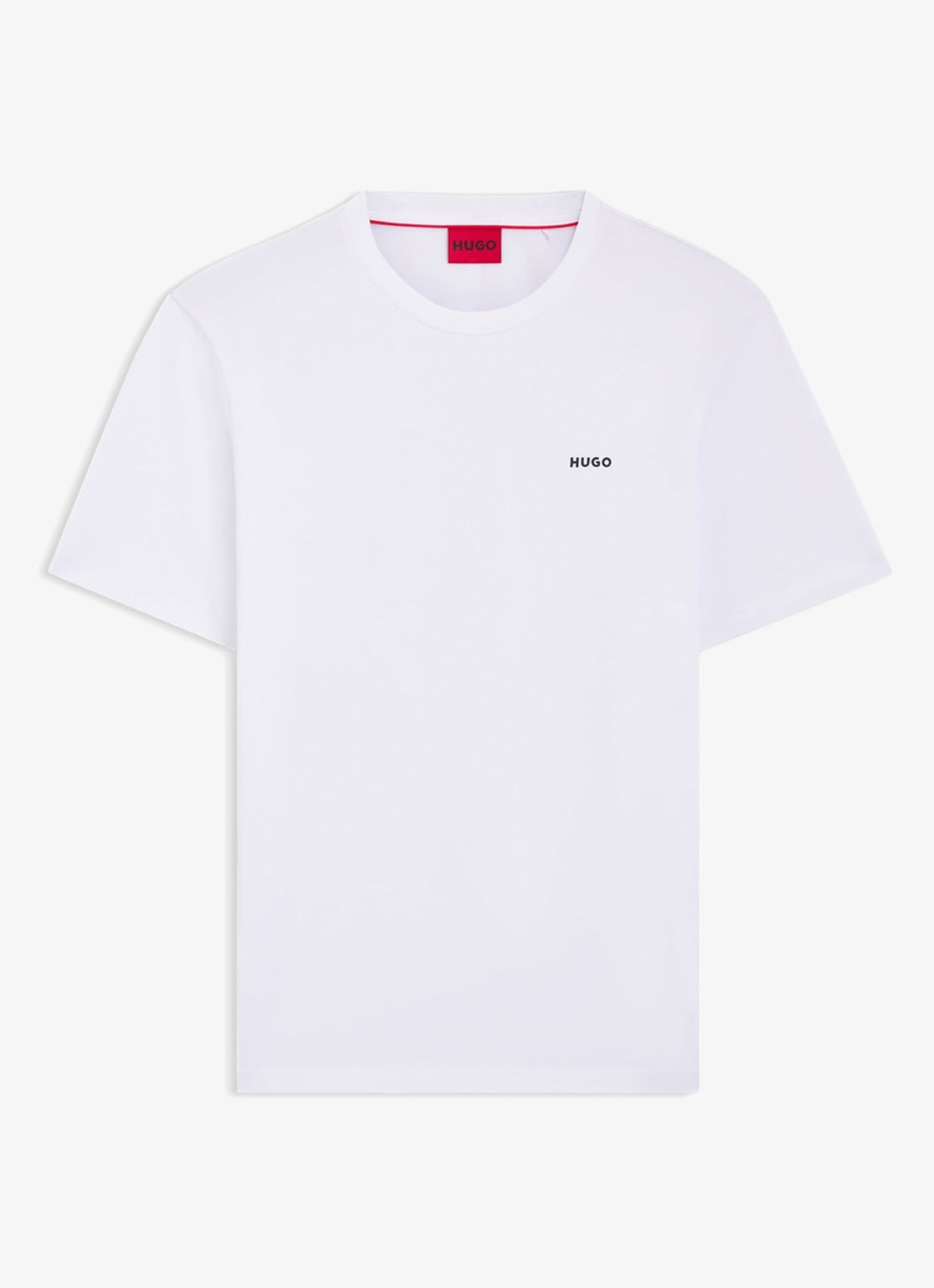 HUGO T-shirt van katoenen jersey met logoprint - voorkant wit