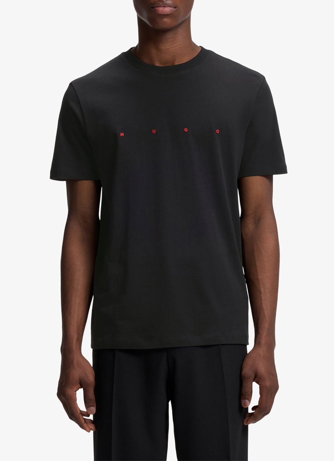 HUGO T-shirt van logo - detail 4 zwart