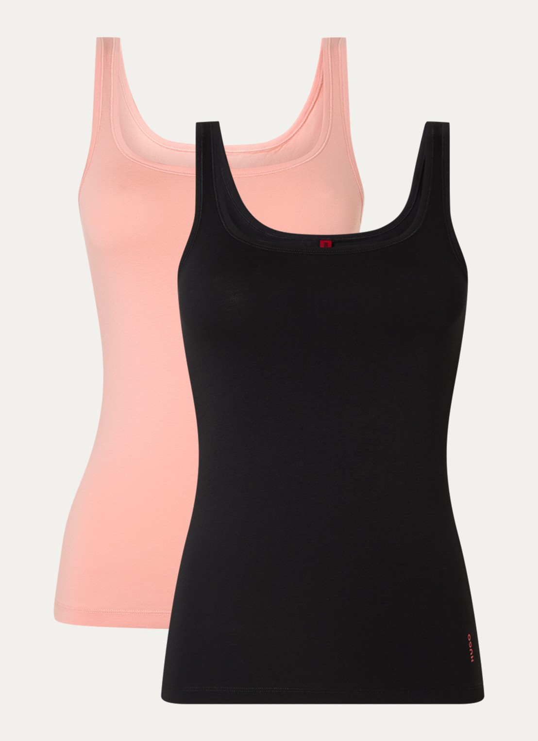 HUGO Tanktop met logo in 2-pack - voorkant 3 zalmroze