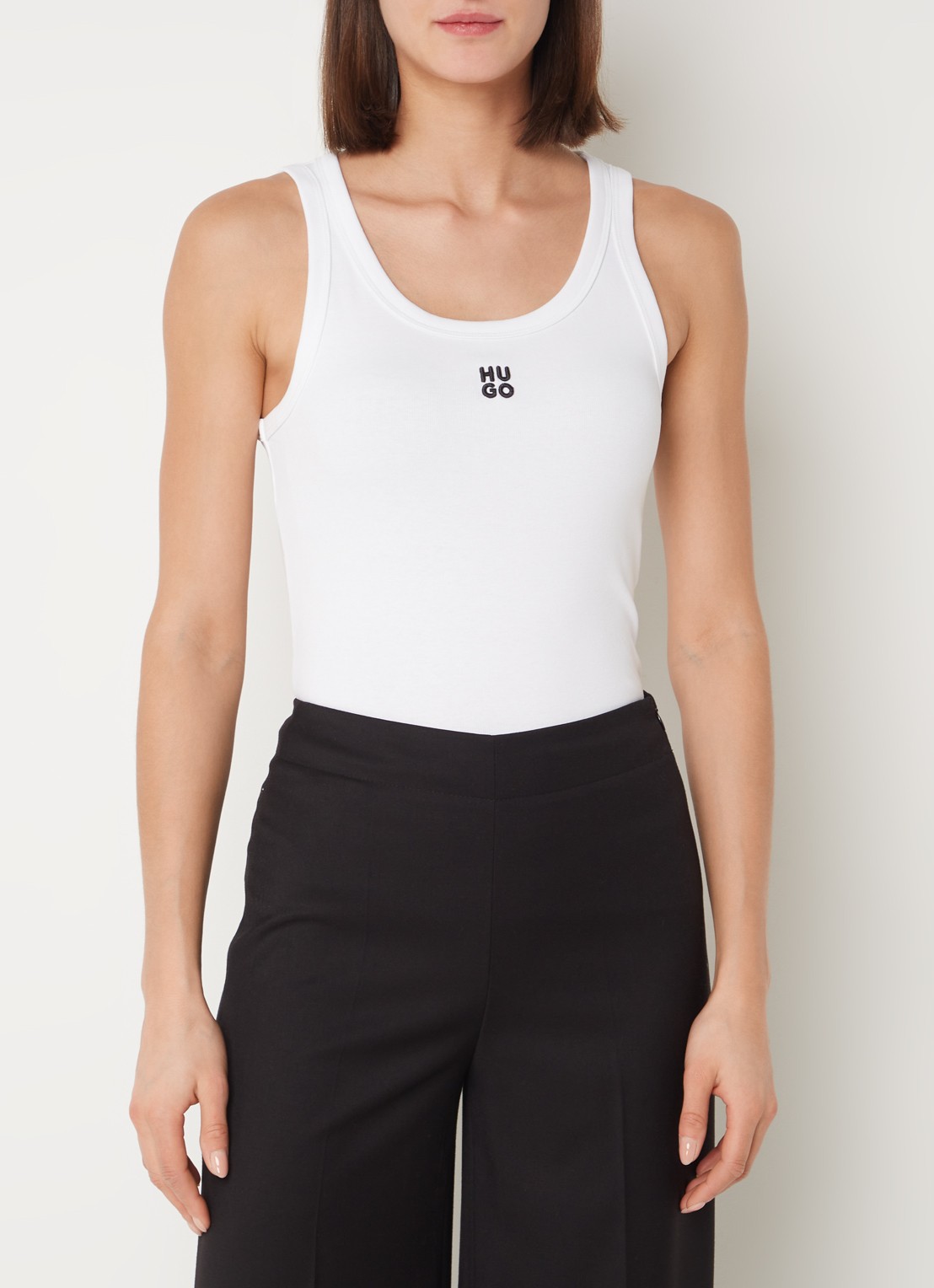 HUGO Tanktop met ribstructuur - detail 4 white-100 / wit