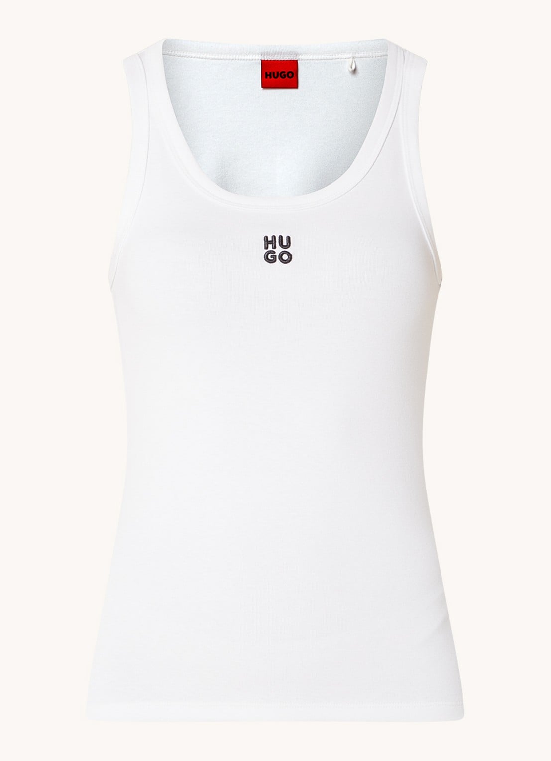 HUGO Tanktop met ribstructuur - voorkant 2 white-100 / wit