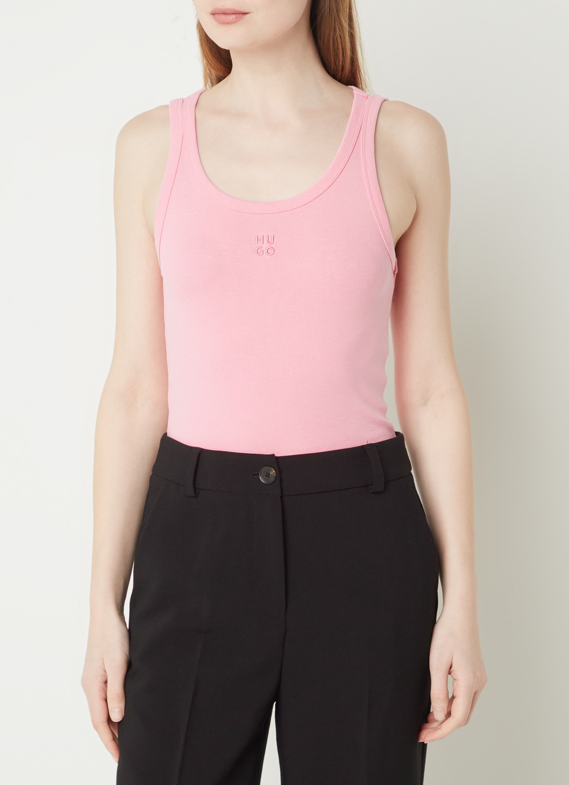 HUGO Tanktop met ribstructuur - detail 4 medium pink-664 / roze