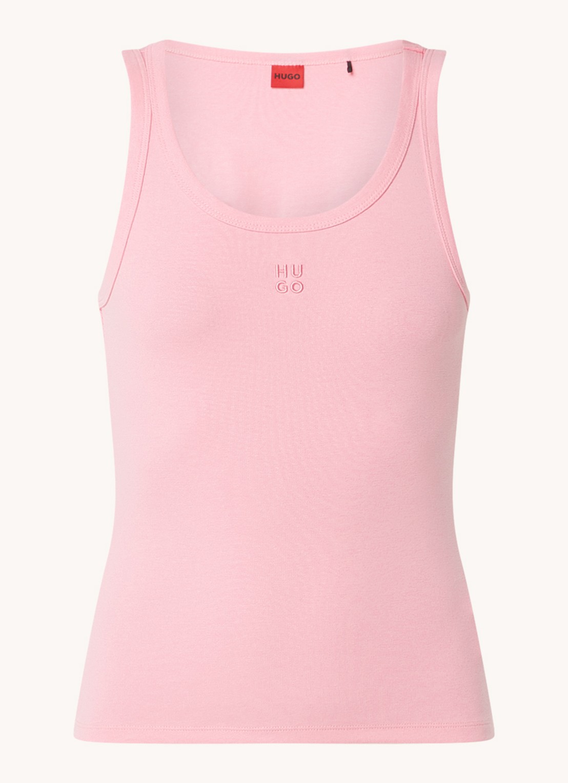 HUGO Tanktop met ribstructuur - voorkant medium pink-664 / roze