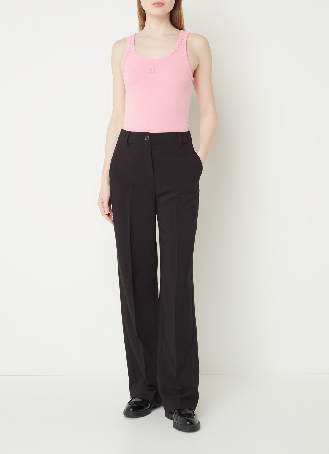 HUGO Tanktop met ribstructuur - voorkant 2 medium pink-664 / roze